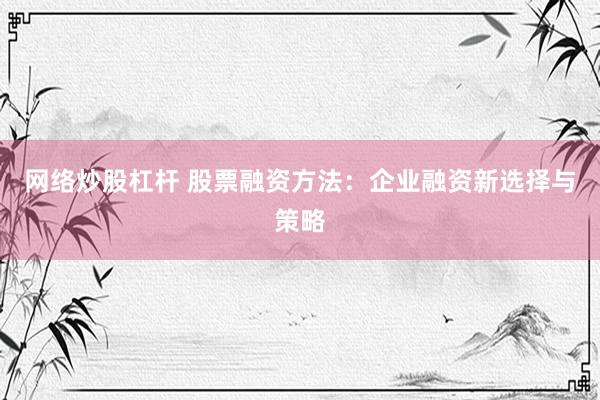 网络炒股杠杆 股票融资方法：企业融资新选择与策略