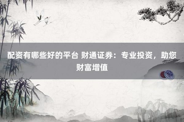 配资有哪些好的平台 财通证券：专业投资，助您财富增值