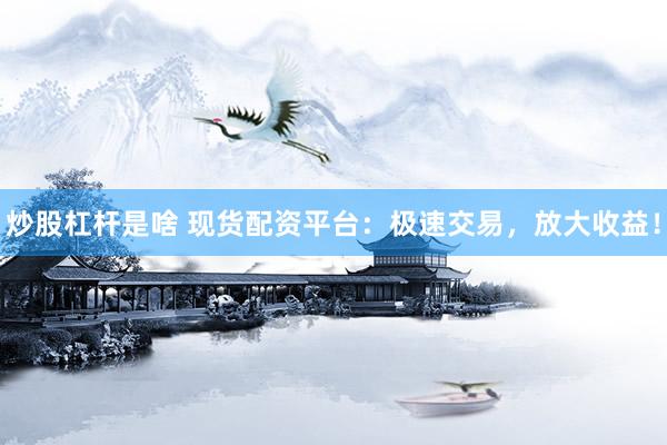 炒股杠杆是啥 现货配资平台：极速交易，放大收益！