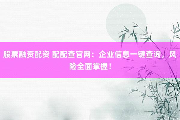 股票融资配资 配配查官网：企业信息一键查询，风险全面掌握！