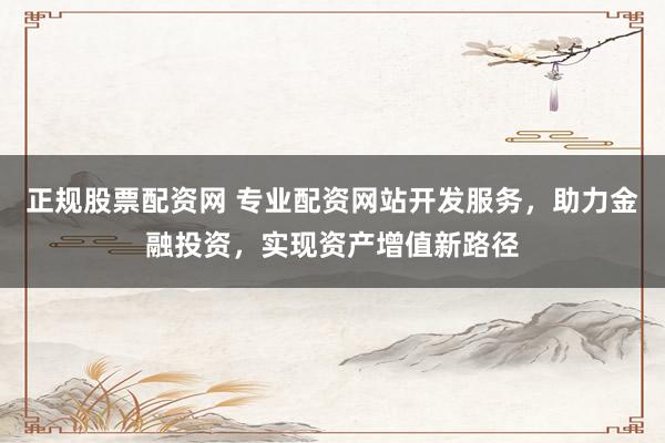 正规股票配资网 专业配资网站开发服务，助力金融投资，实现资产增值新路径
