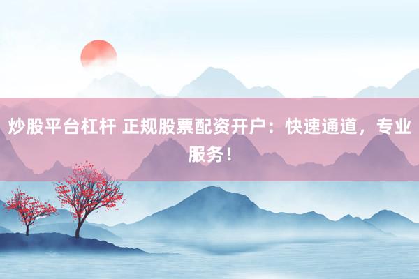 炒股平台杠杆 正规股票配资开户:快速通道,专业服务!