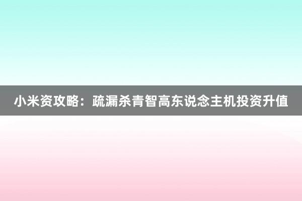 小米资攻略:疏漏杀青智高东说念主机投资升值