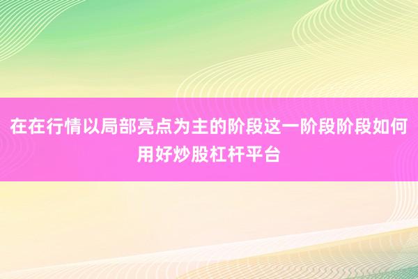 在在行情以局部亮点为主的阶段这一阶段阶段如何用好炒股杠杆平台