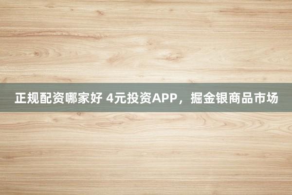 正规配资哪家好 4元投资APP,掘金银商品市场