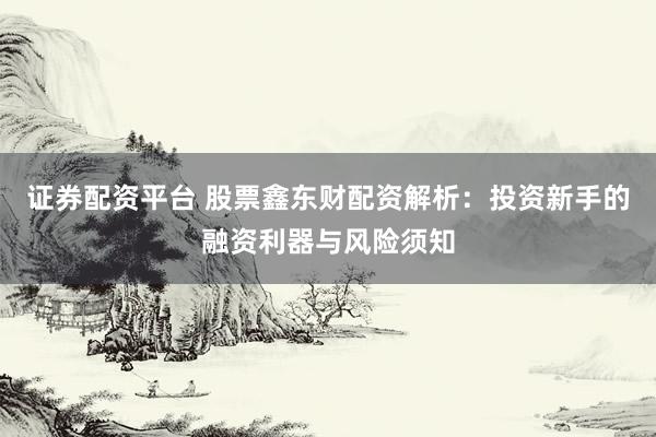 证券配资平台 股票鑫东财配资解析:投资新手的融资利器与风险须知