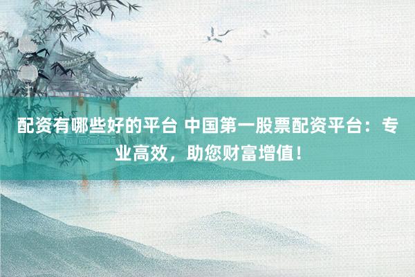 配资有哪些好的平台 中国第一股票配资平台：专业高效，助您财富增值！