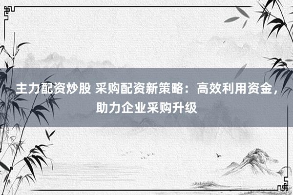 主力配资炒股 采购配资新策略：高效利用资金，助力企业采购升级